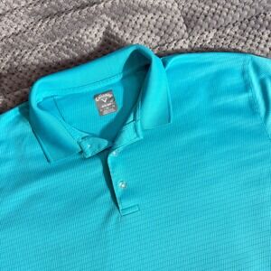 Callaway Opti-Dri Mens XL Turquoise Blue Textured Performance Golf Polo Shirt